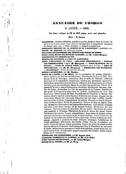 Le cosmos revue encyclopedique hebdomadaire des progres des sciences et de leurs applications aux arts et a l'industrie