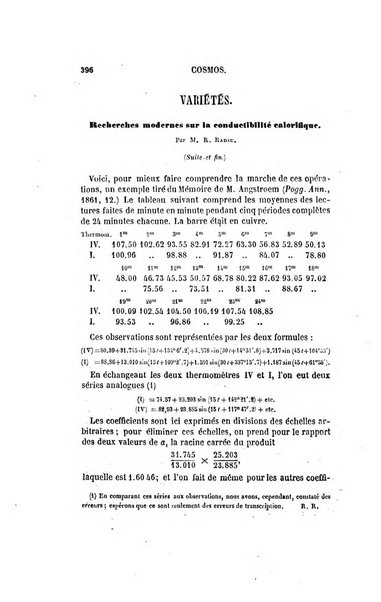 Le cosmos revue encyclopedique hebdomadaire des progres des sciences et de leurs applications aux arts et a l'industrie