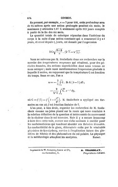 Le cosmos revue encyclopedique hebdomadaire des progres des sciences et de leurs applications aux arts et a l'industrie