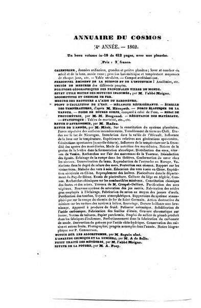 Le cosmos revue encyclopedique hebdomadaire des progres des sciences et de leurs applications aux arts et a l'industrie