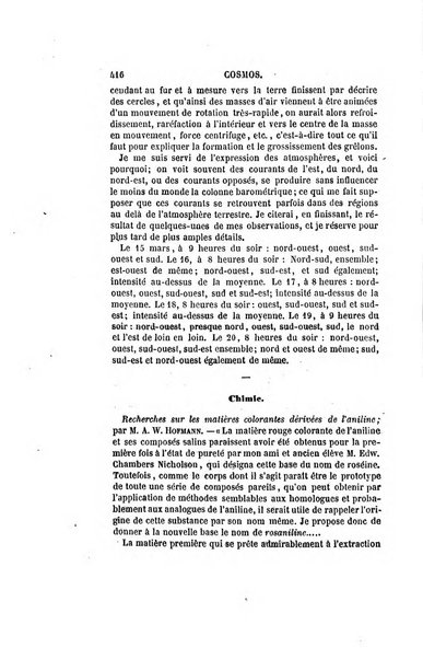 Le cosmos revue encyclopedique hebdomadaire des progres des sciences et de leurs applications aux arts et a l'industrie