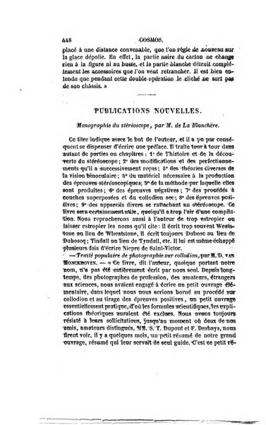 Le cosmos revue encyclopedique hebdomadaire des progres des sciences et de leurs applications aux arts et a l'industrie