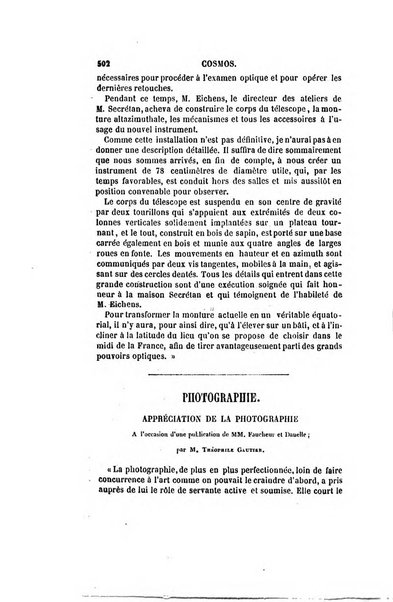 Le cosmos revue encyclopedique hebdomadaire des progres des sciences et de leurs applications aux arts et a l'industrie