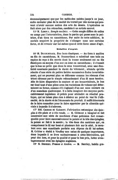 Le cosmos revue encyclopedique hebdomadaire des progres des sciences et de leurs applications aux arts et a l'industrie