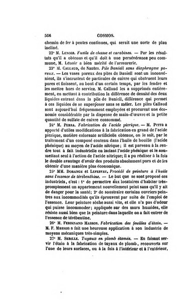 Le cosmos revue encyclopedique hebdomadaire des progres des sciences et de leurs applications aux arts et a l'industrie