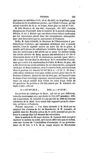 Le cosmos revue encyclopedique hebdomadaire des progres des sciences et de leurs applications aux arts et a l'industrie