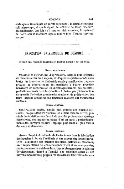 Le cosmos revue encyclopedique hebdomadaire des progres des sciences et de leurs applications aux arts et a l'industrie