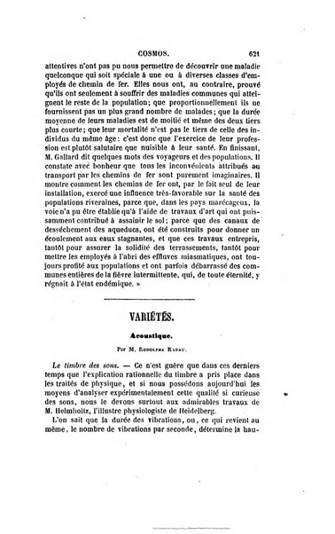 Le cosmos revue encyclopedique hebdomadaire des progres des sciences et de leurs applications aux arts et a l'industrie