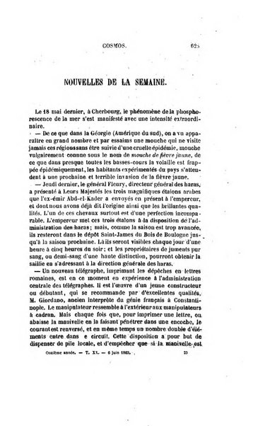 Le cosmos revue encyclopedique hebdomadaire des progres des sciences et de leurs applications aux arts et a l'industrie