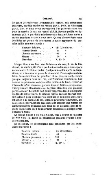 Le cosmos revue encyclopedique hebdomadaire des progres des sciences et de leurs applications aux arts et a l'industrie