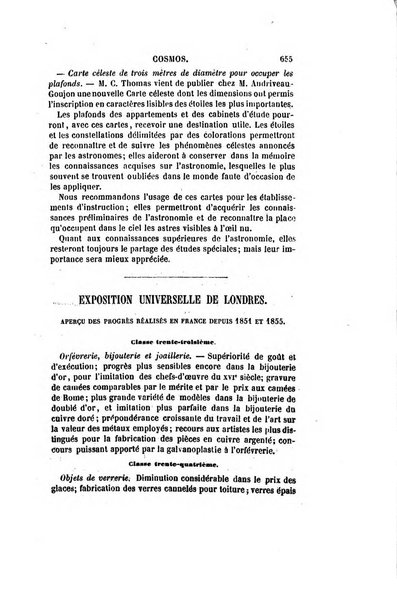 Le cosmos revue encyclopedique hebdomadaire des progres des sciences et de leurs applications aux arts et a l'industrie