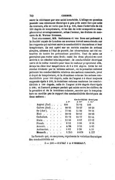 Le cosmos revue encyclopedique hebdomadaire des progres des sciences et de leurs applications aux arts et a l'industrie