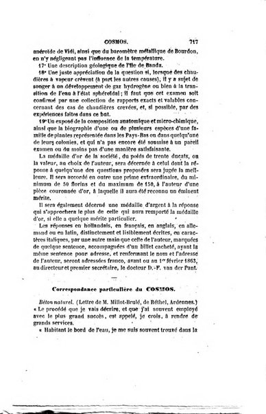 Le cosmos revue encyclopedique hebdomadaire des progres des sciences et de leurs applications aux arts et a l'industrie