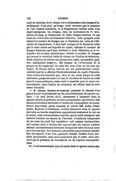 Le cosmos revue encyclopedique hebdomadaire des progres des sciences et de leurs applications aux arts et a l'industrie