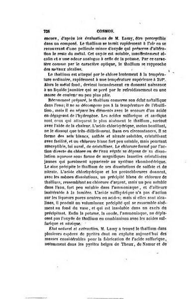 Le cosmos revue encyclopedique hebdomadaire des progres des sciences et de leurs applications aux arts et a l'industrie