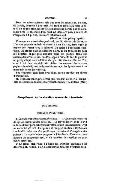 Le cosmos revue encyclopedique hebdomadaire des progres des sciences et de leurs applications aux arts et a l'industrie