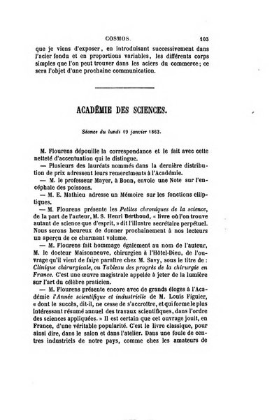 Le cosmos revue encyclopedique hebdomadaire des progres des sciences et de leurs applications aux arts et a l'industrie