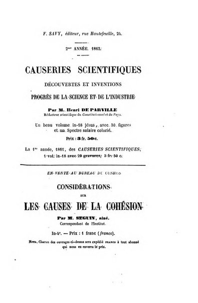 Le cosmos revue encyclopedique hebdomadaire des progres des sciences et de leurs applications aux arts et a l'industrie