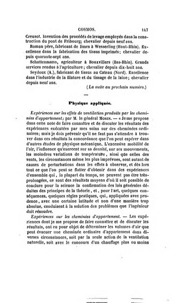 Le cosmos revue encyclopedique hebdomadaire des progres des sciences et de leurs applications aux arts et a l'industrie