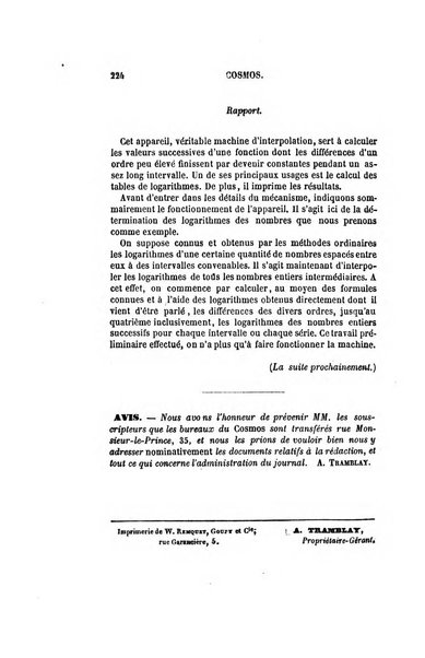 Le cosmos revue encyclopedique hebdomadaire des progres des sciences et de leurs applications aux arts et a l'industrie