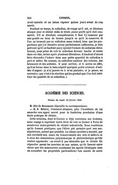 Le cosmos revue encyclopedique hebdomadaire des progres des sciences et de leurs applications aux arts et a l'industrie