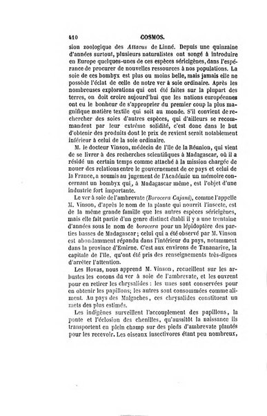 Le cosmos revue encyclopedique hebdomadaire des progres des sciences et de leurs applications aux arts et a l'industrie