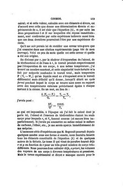 Le cosmos revue encyclopedique hebdomadaire des progres des sciences et de leurs applications aux arts et a l'industrie