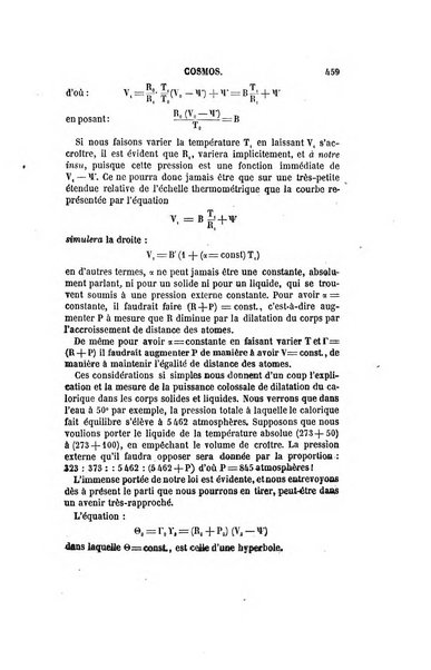 Le cosmos revue encyclopedique hebdomadaire des progres des sciences et de leurs applications aux arts et a l'industrie