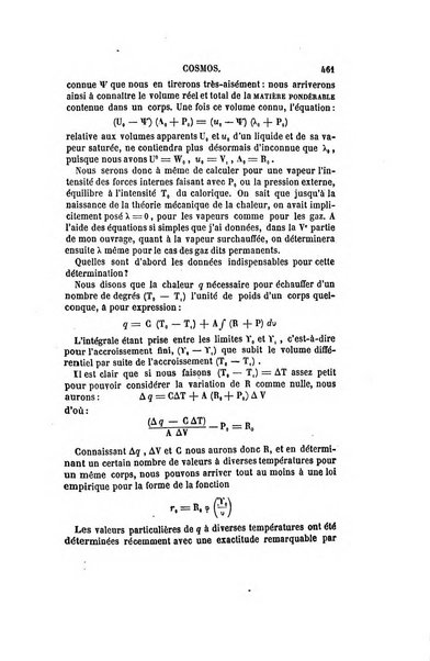 Le cosmos revue encyclopedique hebdomadaire des progres des sciences et de leurs applications aux arts et a l'industrie