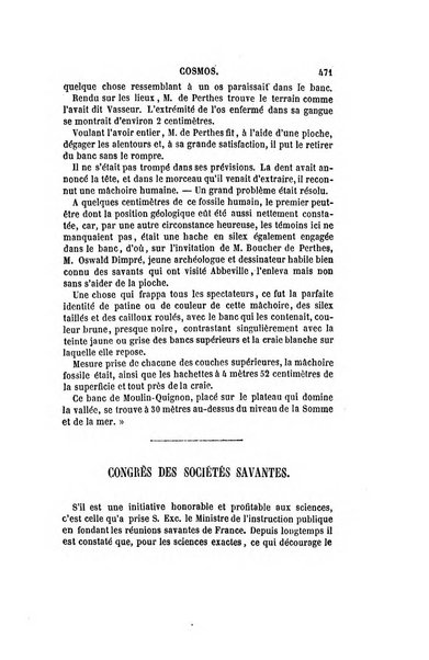 Le cosmos revue encyclopedique hebdomadaire des progres des sciences et de leurs applications aux arts et a l'industrie