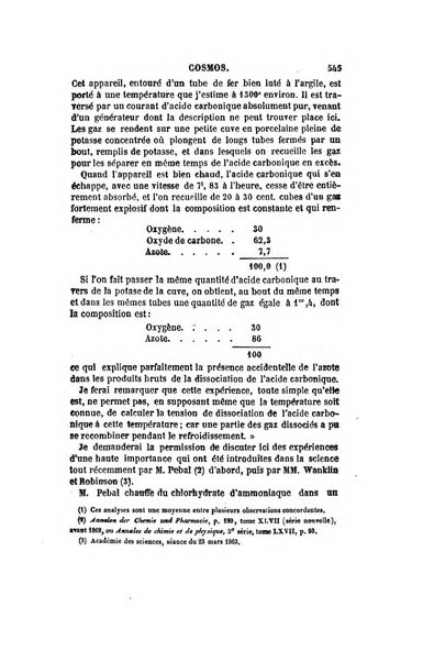 Le cosmos revue encyclopedique hebdomadaire des progres des sciences et de leurs applications aux arts et a l'industrie