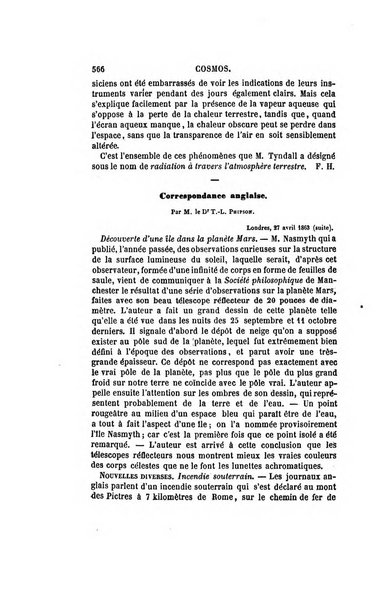 Le cosmos revue encyclopedique hebdomadaire des progres des sciences et de leurs applications aux arts et a l'industrie