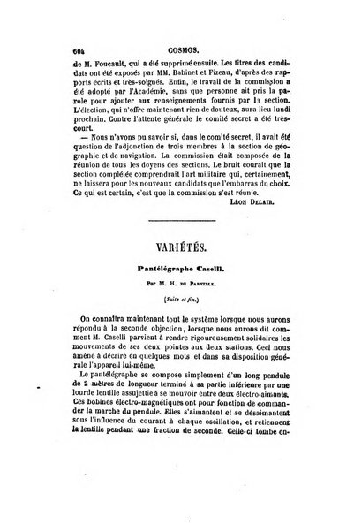 Le cosmos revue encyclopedique hebdomadaire des progres des sciences et de leurs applications aux arts et a l'industrie