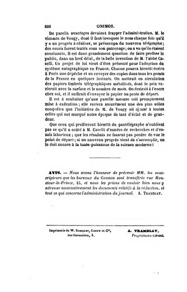 Le cosmos revue encyclopedique hebdomadaire des progres des sciences et de leurs applications aux arts et a l'industrie