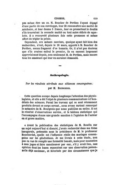 Le cosmos revue encyclopedique hebdomadaire des progres des sciences et de leurs applications aux arts et a l'industrie