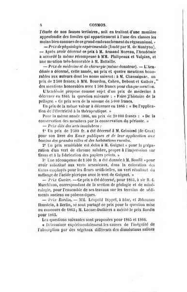 Le cosmos revue encyclopedique hebdomadaire des progres des sciences et de leurs applications aux arts et a l'industrie