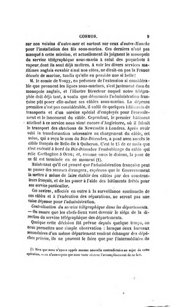 Le cosmos revue encyclopedique hebdomadaire des progres des sciences et de leurs applications aux arts et a l'industrie