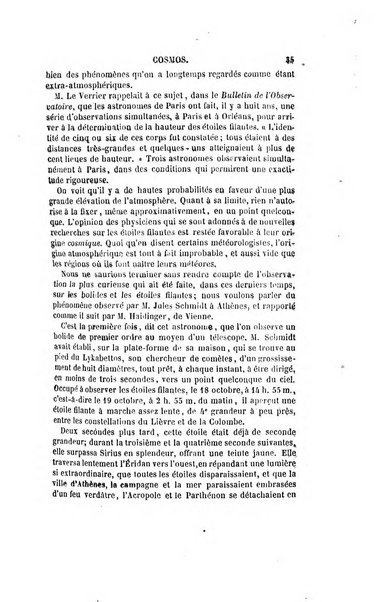 Le cosmos revue encyclopedique hebdomadaire des progres des sciences et de leurs applications aux arts et a l'industrie