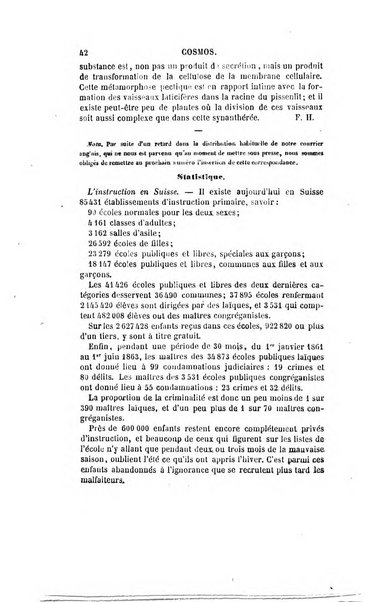 Le cosmos revue encyclopedique hebdomadaire des progres des sciences et de leurs applications aux arts et a l'industrie