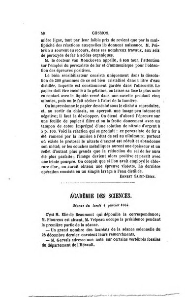 Le cosmos revue encyclopedique hebdomadaire des progres des sciences et de leurs applications aux arts et a l'industrie