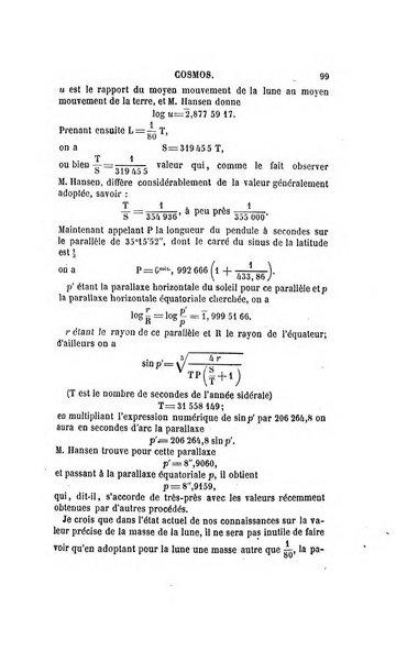 Le cosmos revue encyclopedique hebdomadaire des progres des sciences et de leurs applications aux arts et a l'industrie