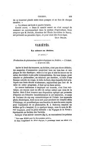 Le cosmos revue encyclopedique hebdomadaire des progres des sciences et de leurs applications aux arts et a l'industrie