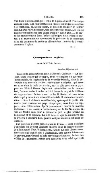 Le cosmos revue encyclopedique hebdomadaire des progres des sciences et de leurs applications aux arts et a l'industrie