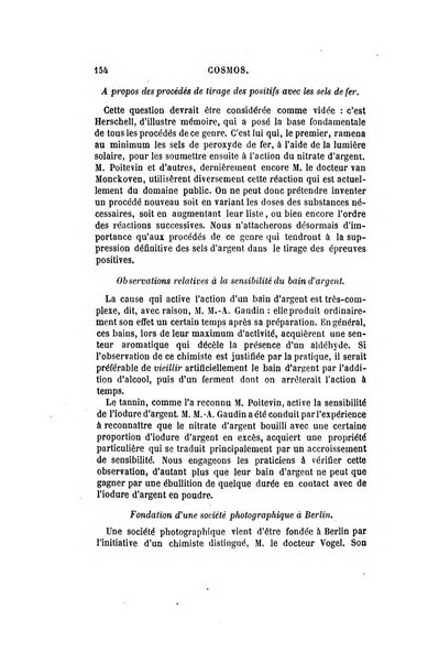 Le cosmos revue encyclopedique hebdomadaire des progres des sciences et de leurs applications aux arts et a l'industrie