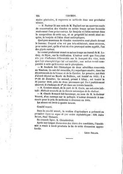 Le cosmos revue encyclopedique hebdomadaire des progres des sciences et de leurs applications aux arts et a l'industrie