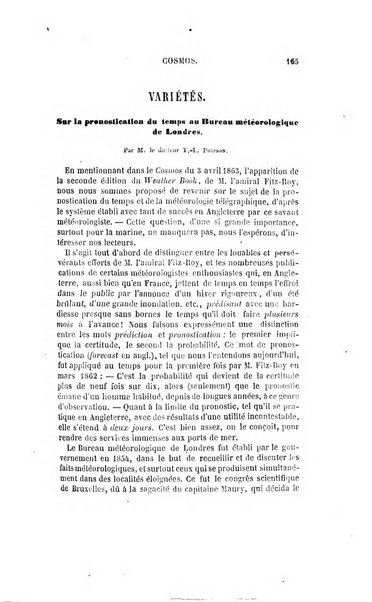 Le cosmos revue encyclopedique hebdomadaire des progres des sciences et de leurs applications aux arts et a l'industrie