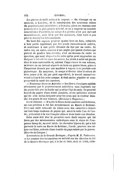 Le cosmos revue encyclopedique hebdomadaire des progres des sciences et de leurs applications aux arts et a l'industrie