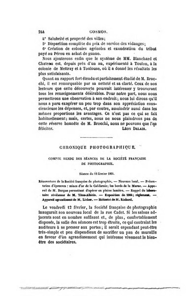 Le cosmos revue encyclopedique hebdomadaire des progres des sciences et de leurs applications aux arts et a l'industrie