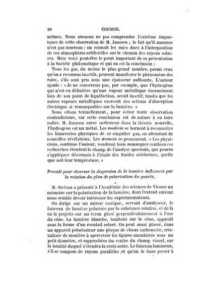 Le cosmos revue encyclopedique hebdomadaire des progres des sciences et de leurs applications aux arts et a l'industrie