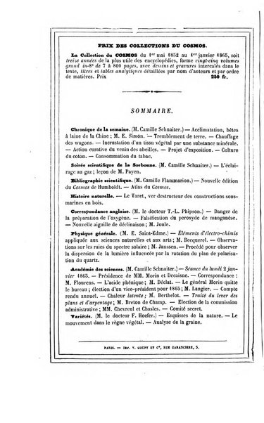 Le cosmos revue encyclopedique hebdomadaire des progres des sciences et de leurs applications aux arts et a l'industrie